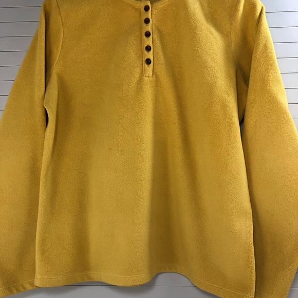 Lands' End Women's Mustard Thick Fleece Half Button Up Pullover Sweater Sz M - Picture 4 of 6